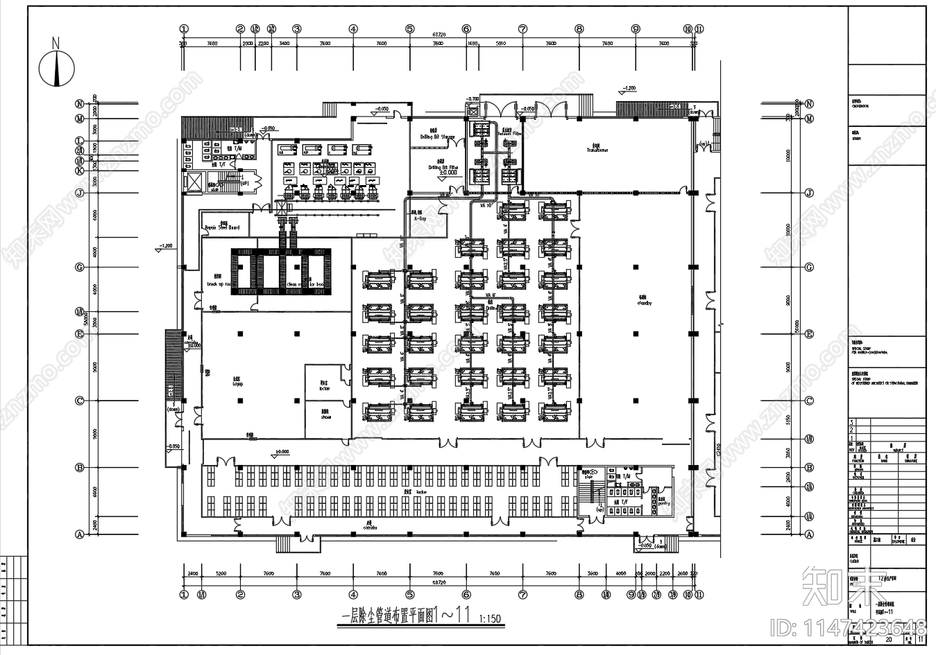 生产车间除尘管道cad施工图下载【ID:1147423648】