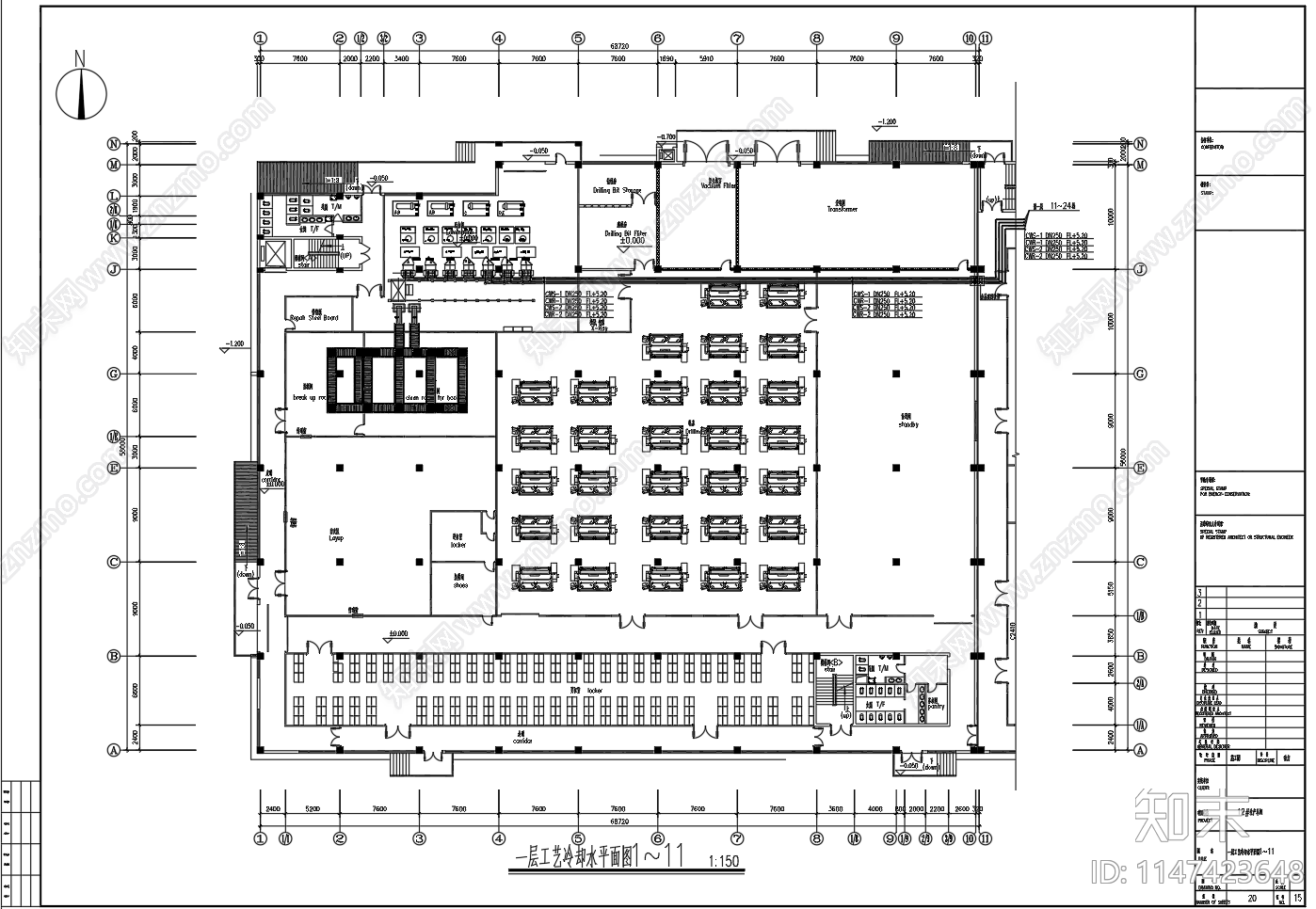 生产车间除尘管道cad施工图下载【ID:1147423648】