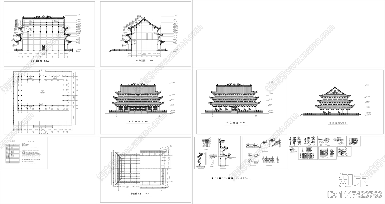 极普寺大雄宝殿cad施工图下载【ID:1147423763】