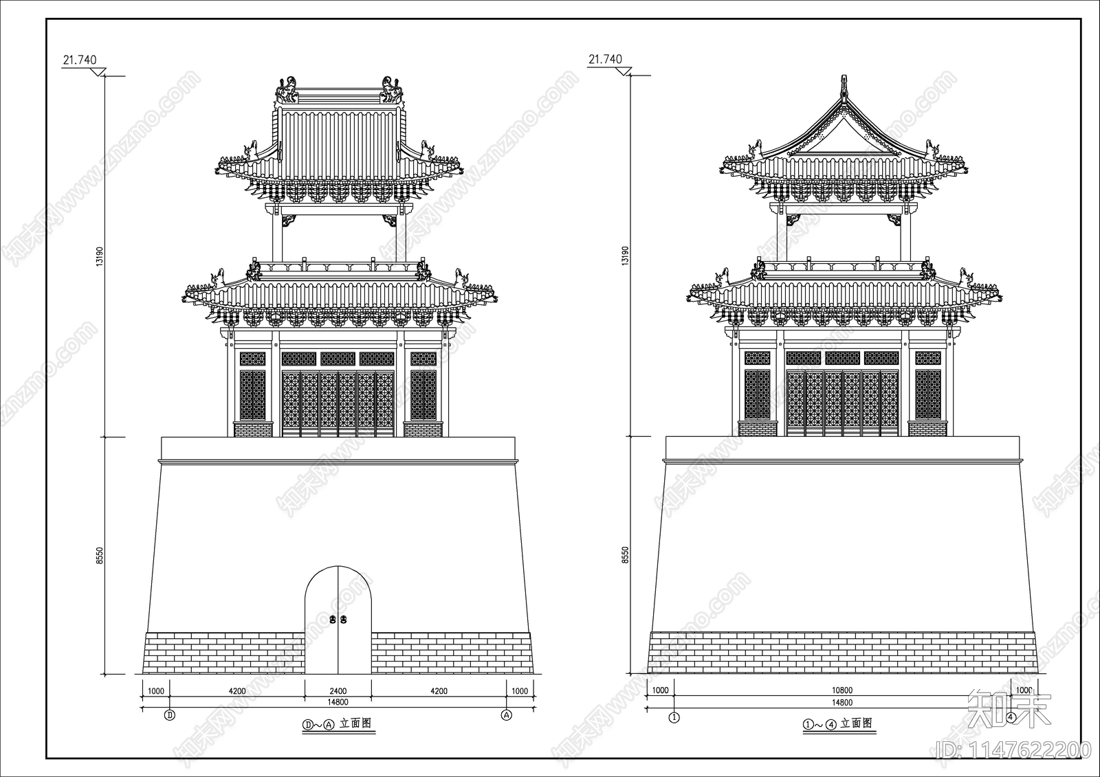 古代建筑cad施工图下载【ID:1147622200】