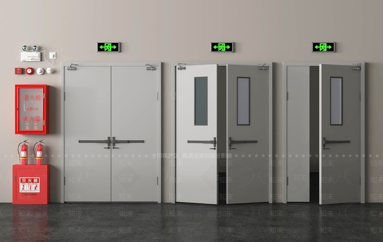 现代消防门3D模型下载【ID:1147423854】