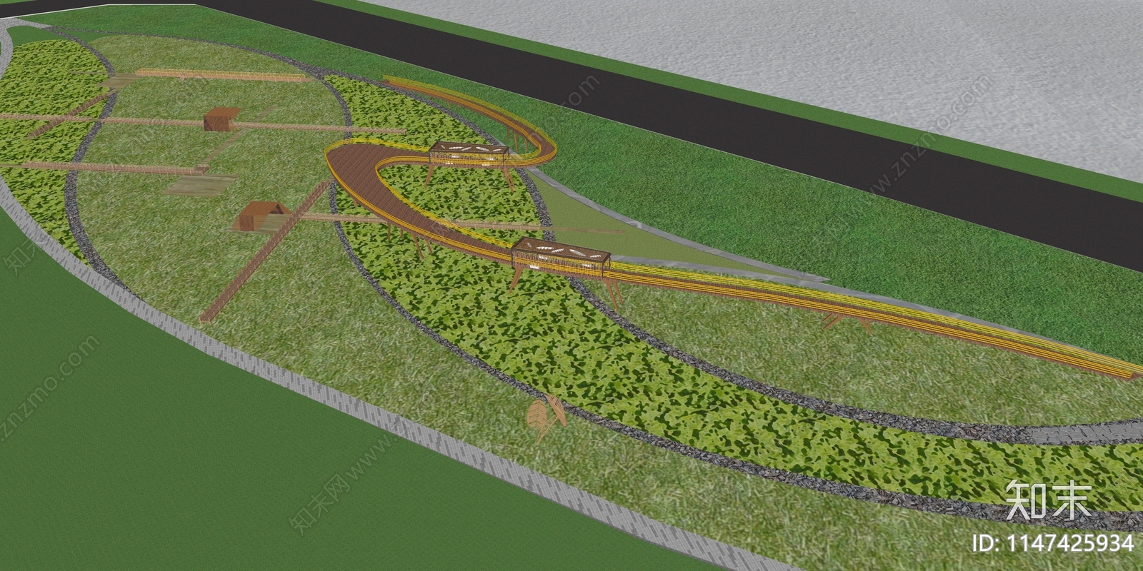 生态科普滨水公园SU模型下载【ID:1147425934】