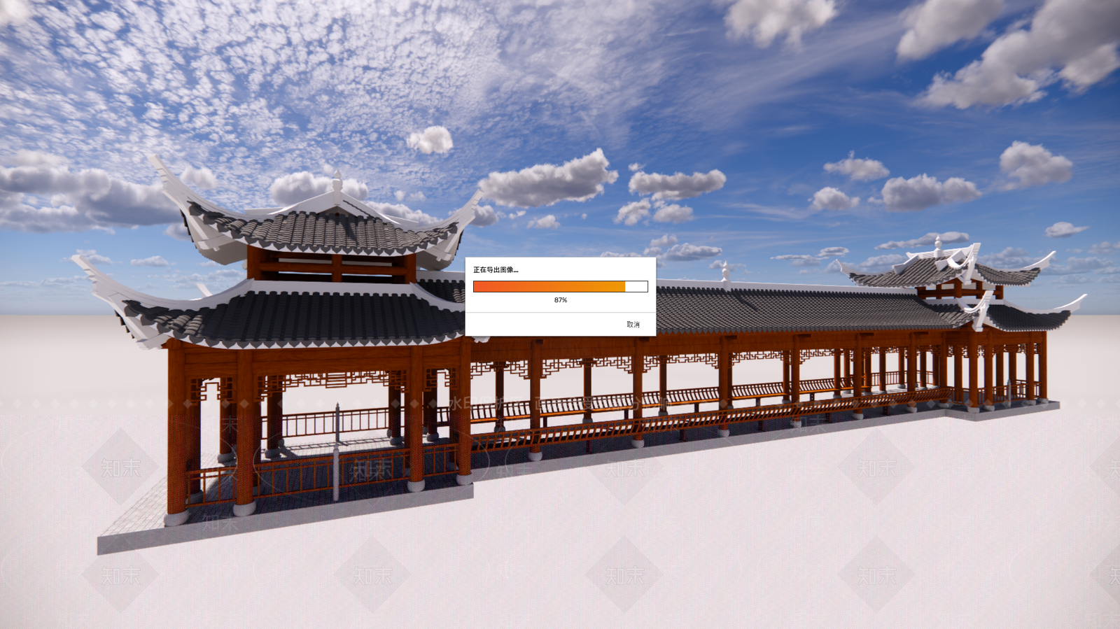 中式长廊凉亭SU模型下载【ID:1147427921】