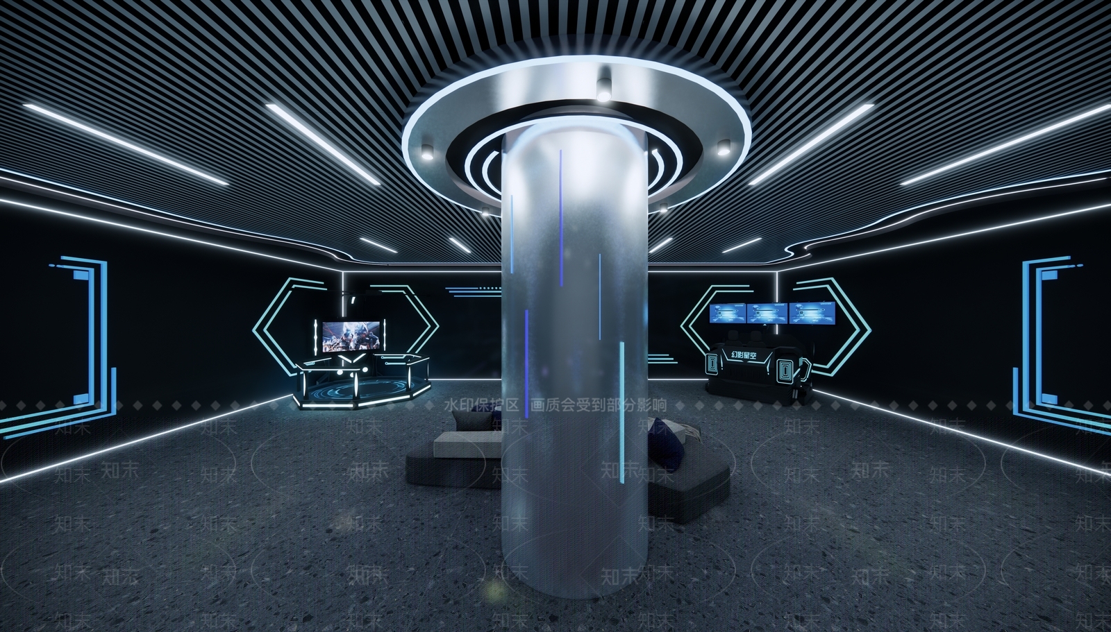 现代游戏VR室SU模型下载【ID:1147430274】