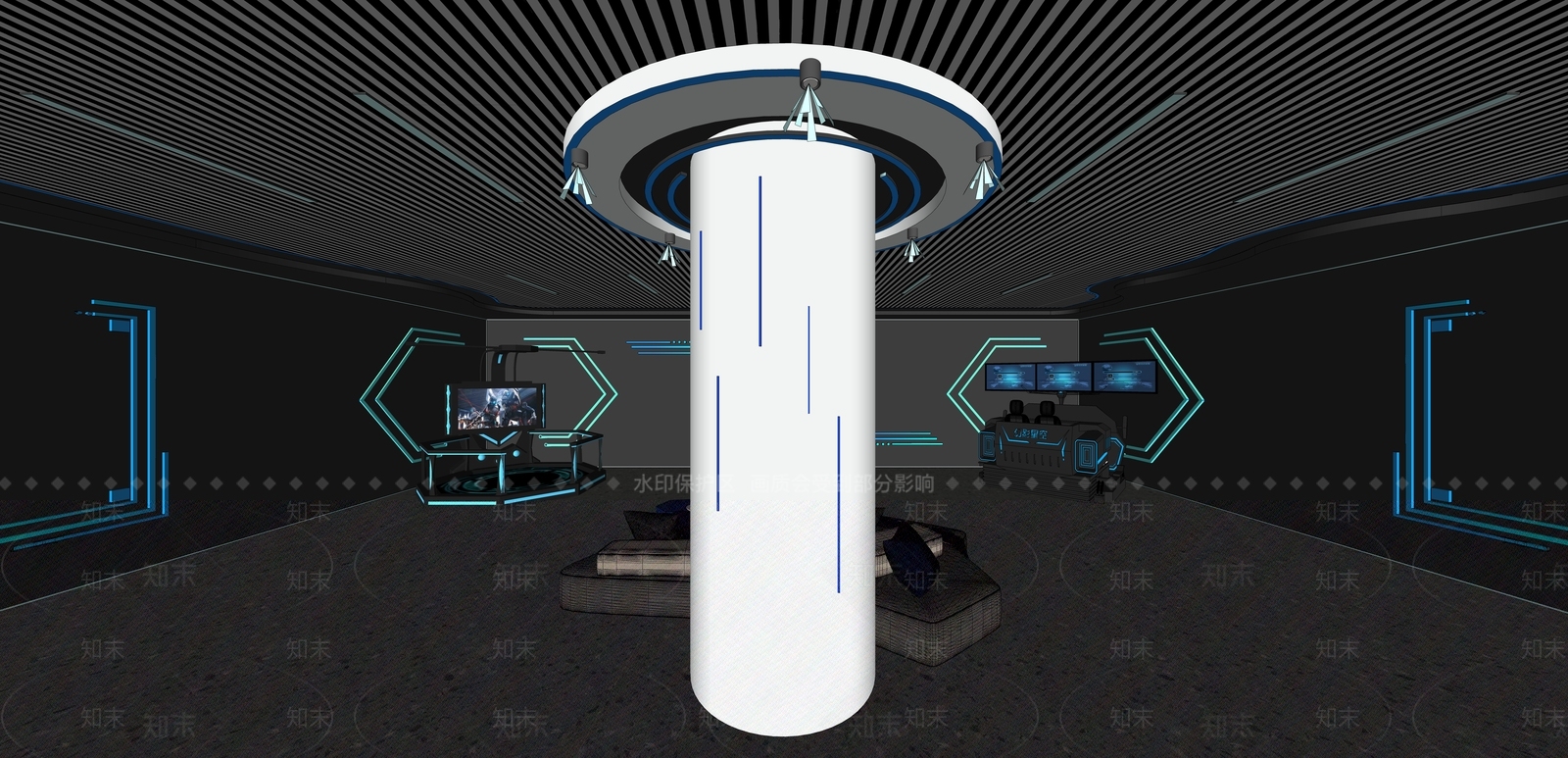 现代游戏VR室SU模型下载【ID:1147430274】