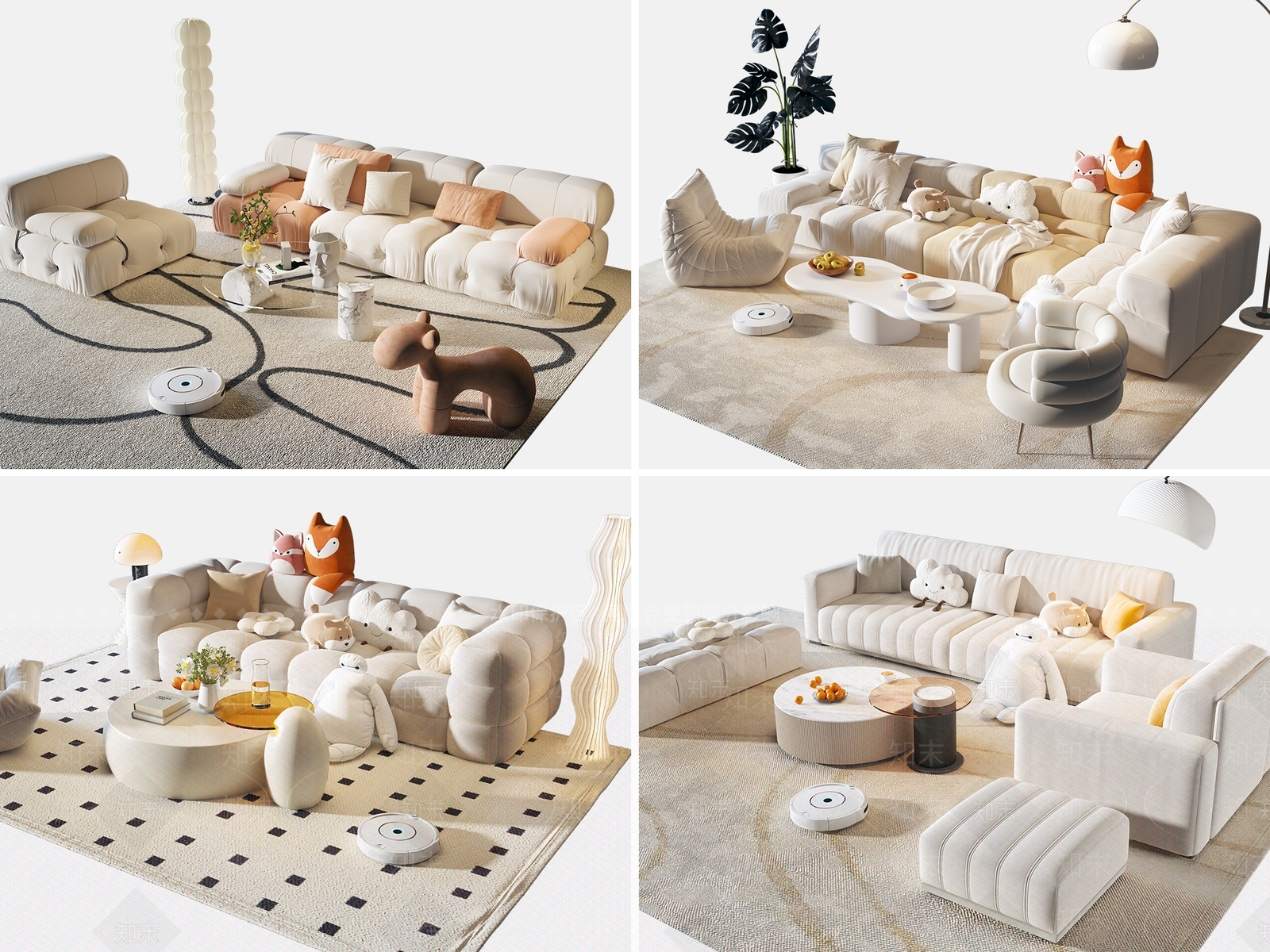 林氏木业意式轻奢客厅家用生态云皮沙发网红2022年新款组合BS0913D模型下载【ID:1147431191】