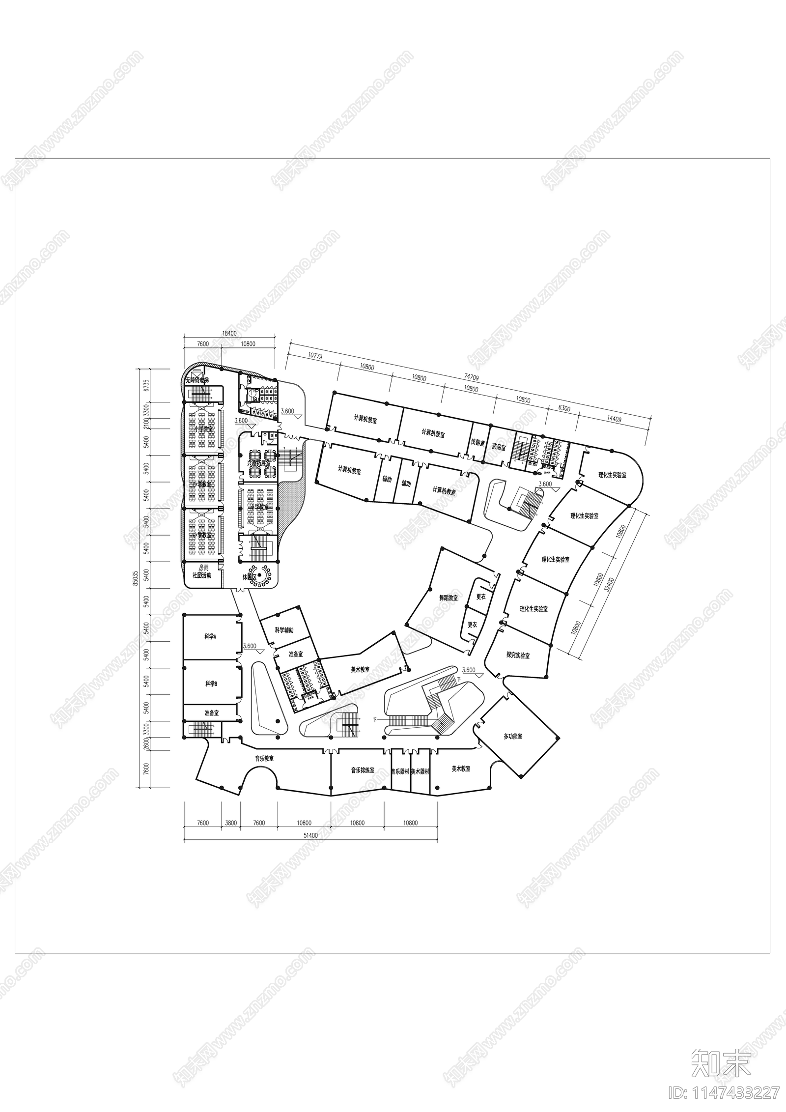 深圳万科双语学校设计cad施工图下载【ID:1147433227】