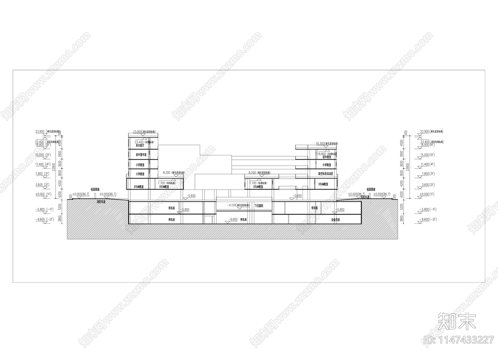 深圳万科双语学校设计cad施工图下载【ID:1147433227】