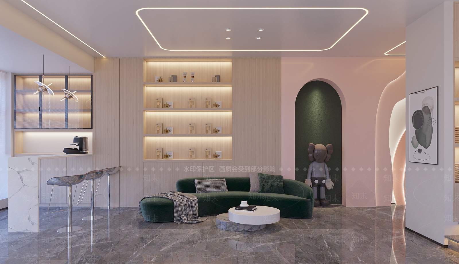 现代轻奢简约网红打卡私人理发店3D模型下载【ID:1147434722】