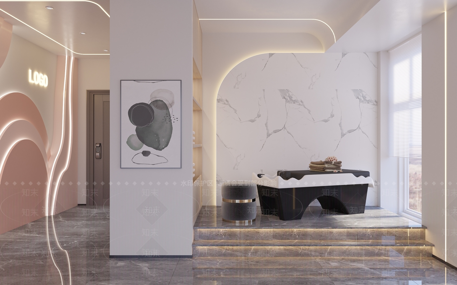 现代轻奢简约网红打卡私人理发店3D模型下载【ID:1147434722】