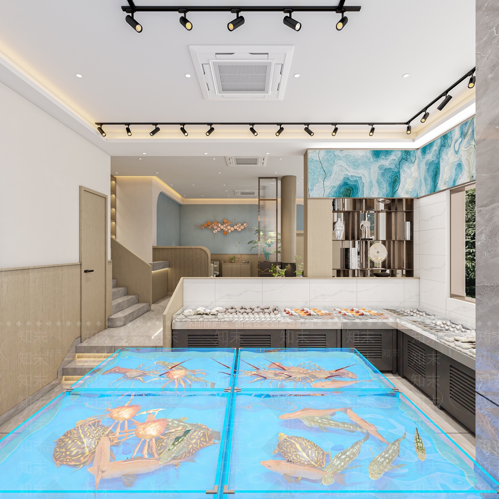 海鲜餐厅前厅3D模型下载【ID:1147438621】