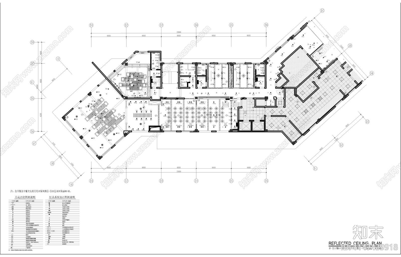 新中式风格度假酒店全日餐及中餐包房平立面施工图cad施工图下载【ID:1147439918】