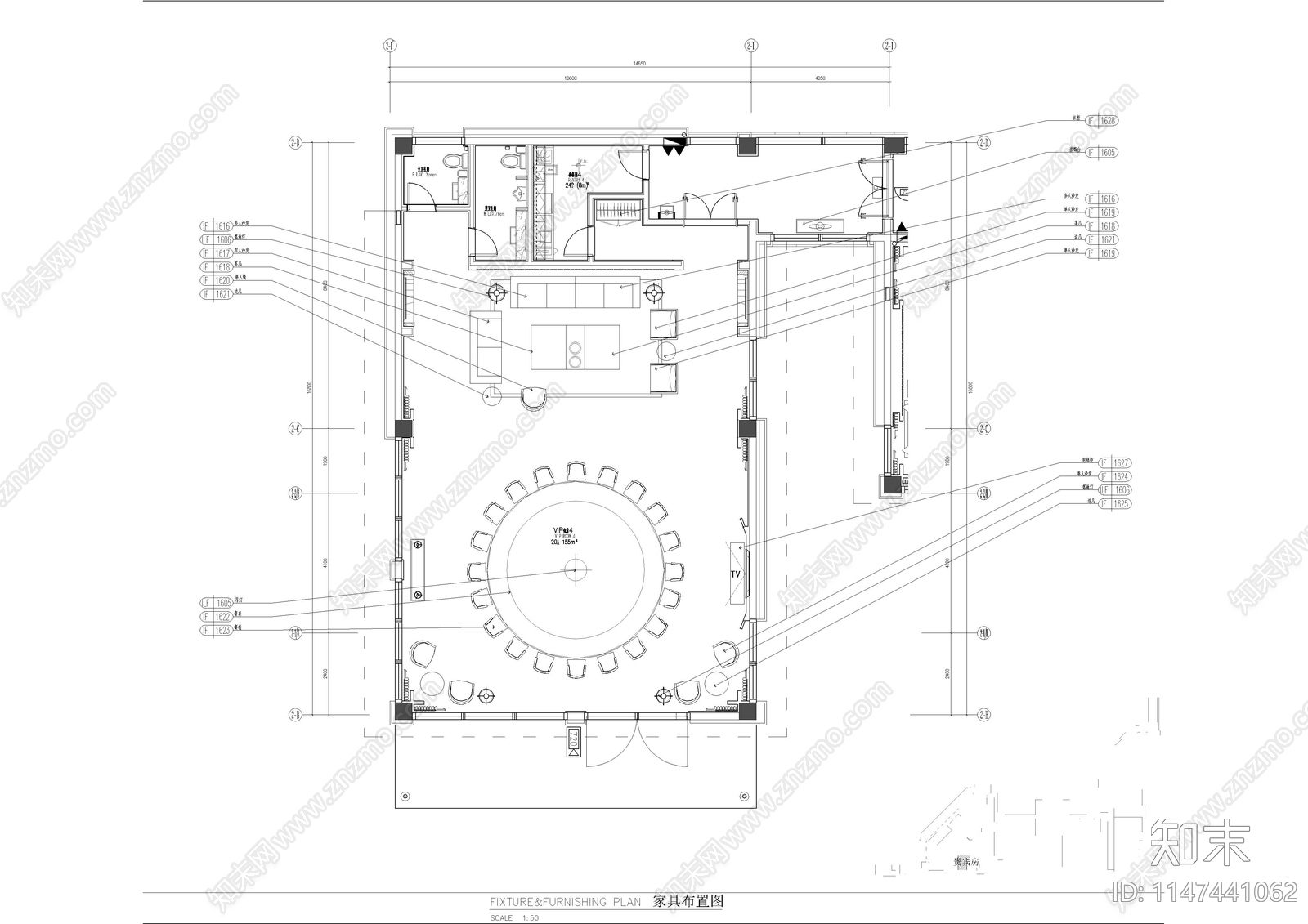VIP餐厅包间施工图施工图下载【ID:1147441062】
