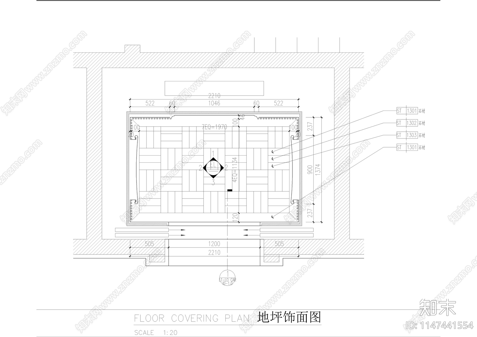 电梯轿厢大样图cad施工图下载【ID:1147441554】