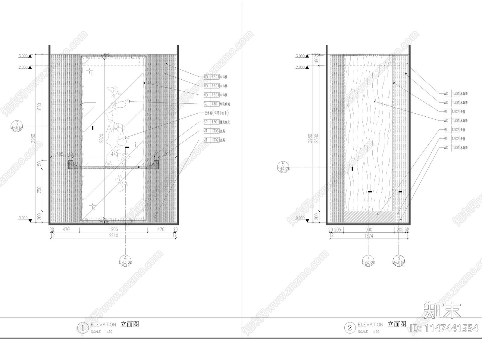 电梯轿厢大样图cad施工图下载【ID:1147441554】