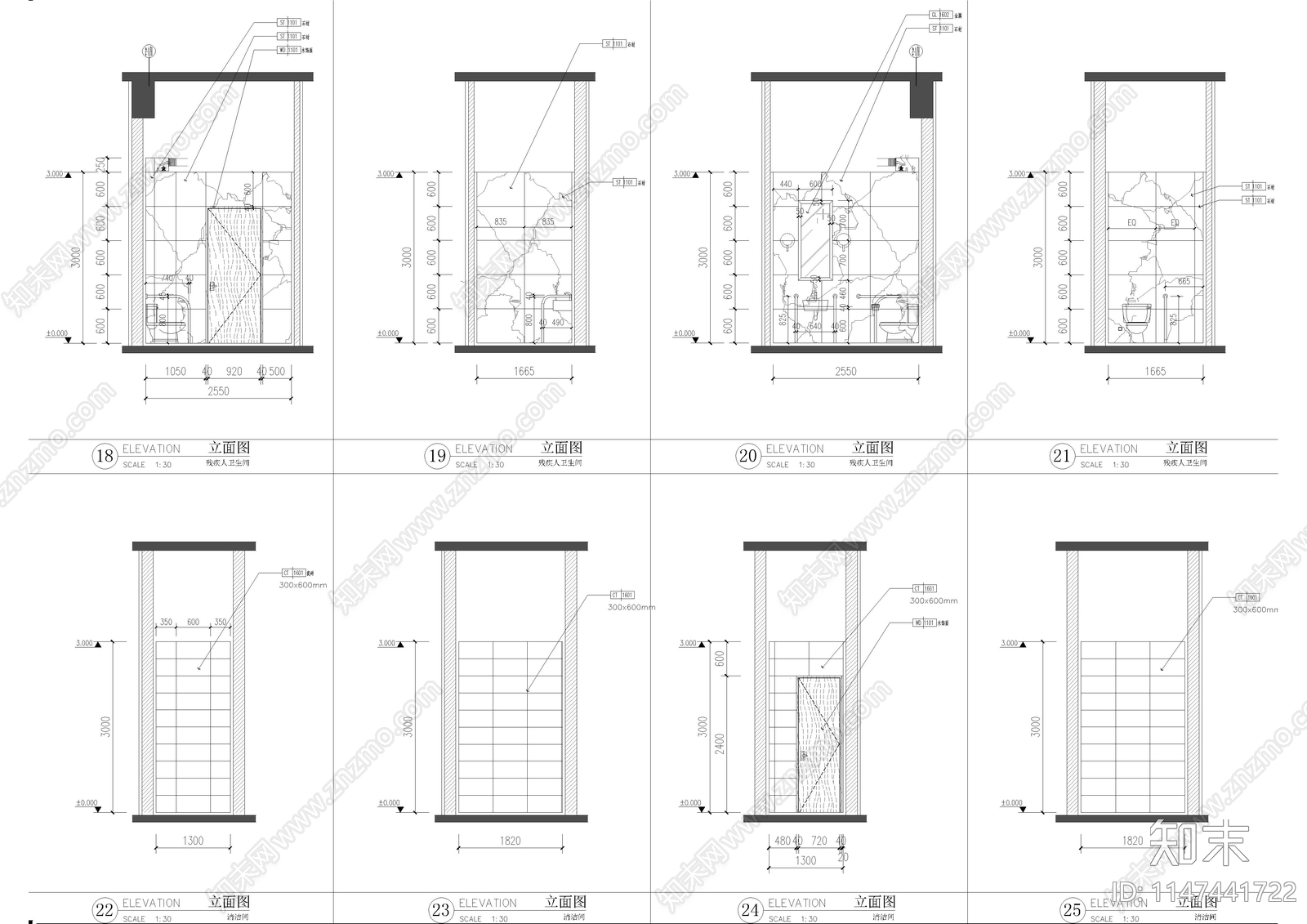 公共卫生间施工图cad施工图下载【ID:1147441722】