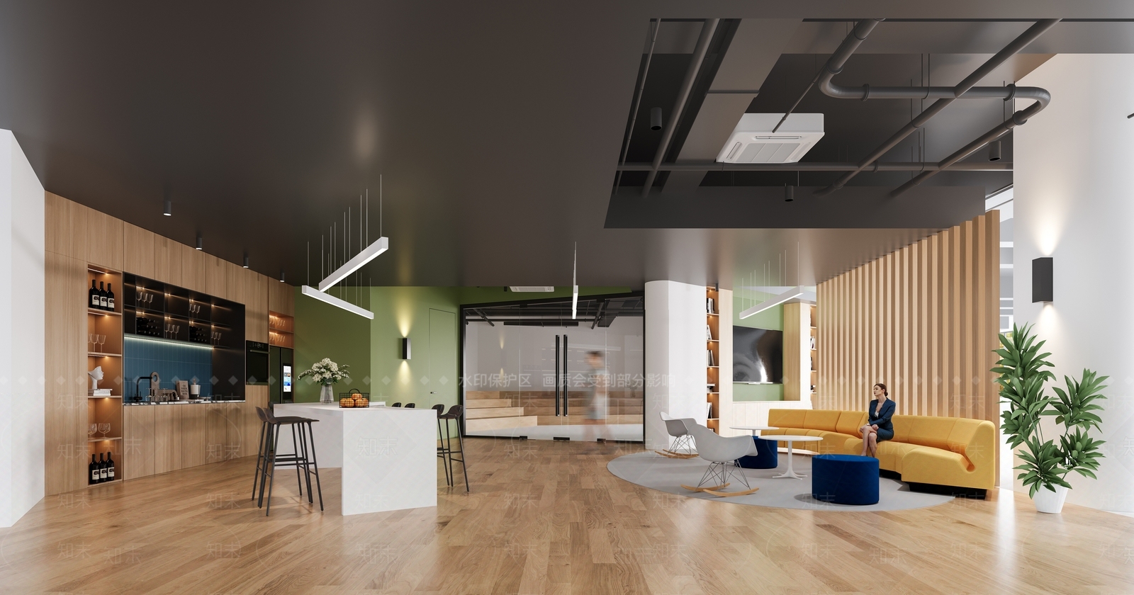 现代办公室茶水间3D模型下载【ID:1147442440】