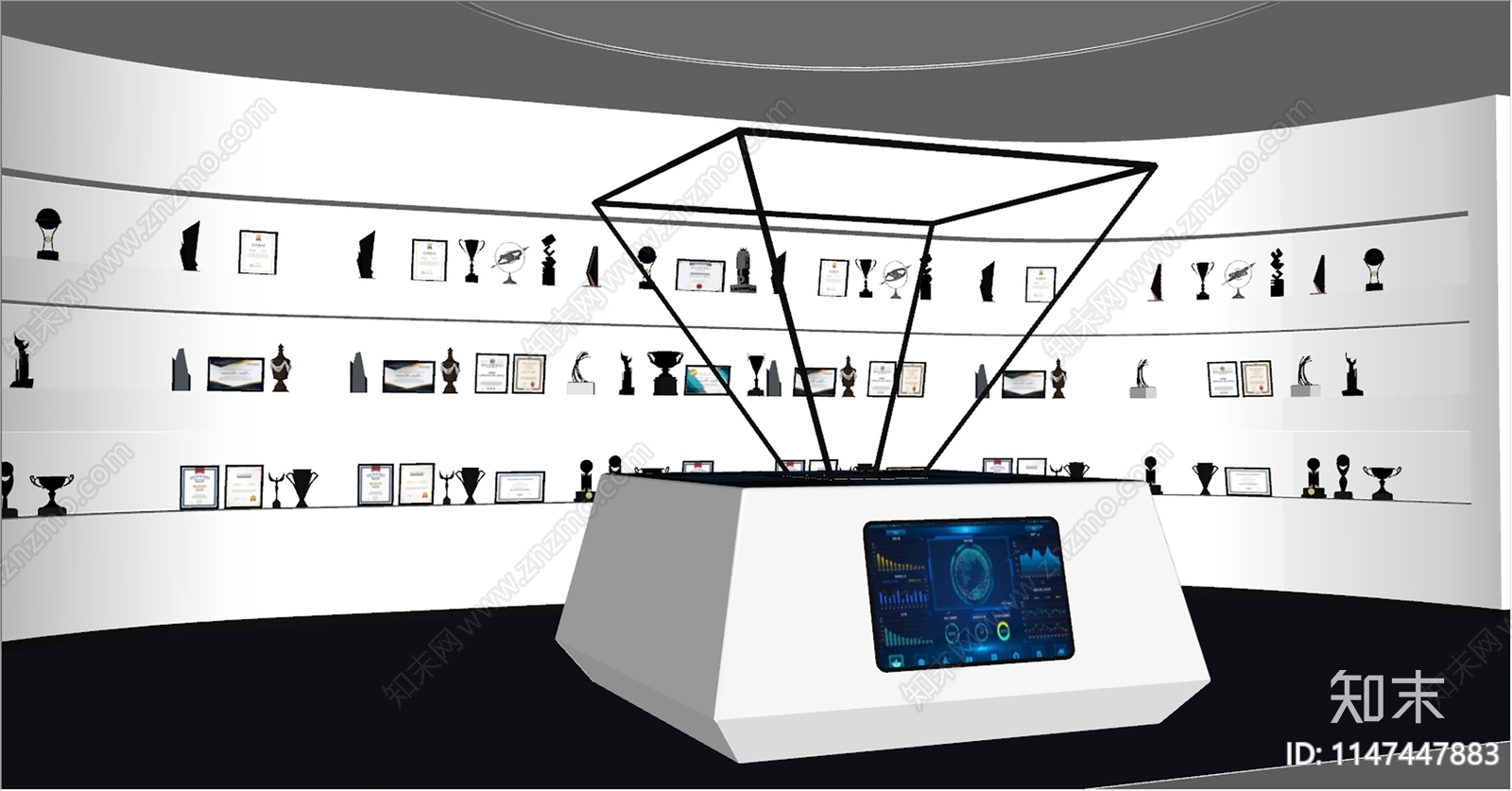 现代荣誉展厅SU模型下载【ID:1147447883】
