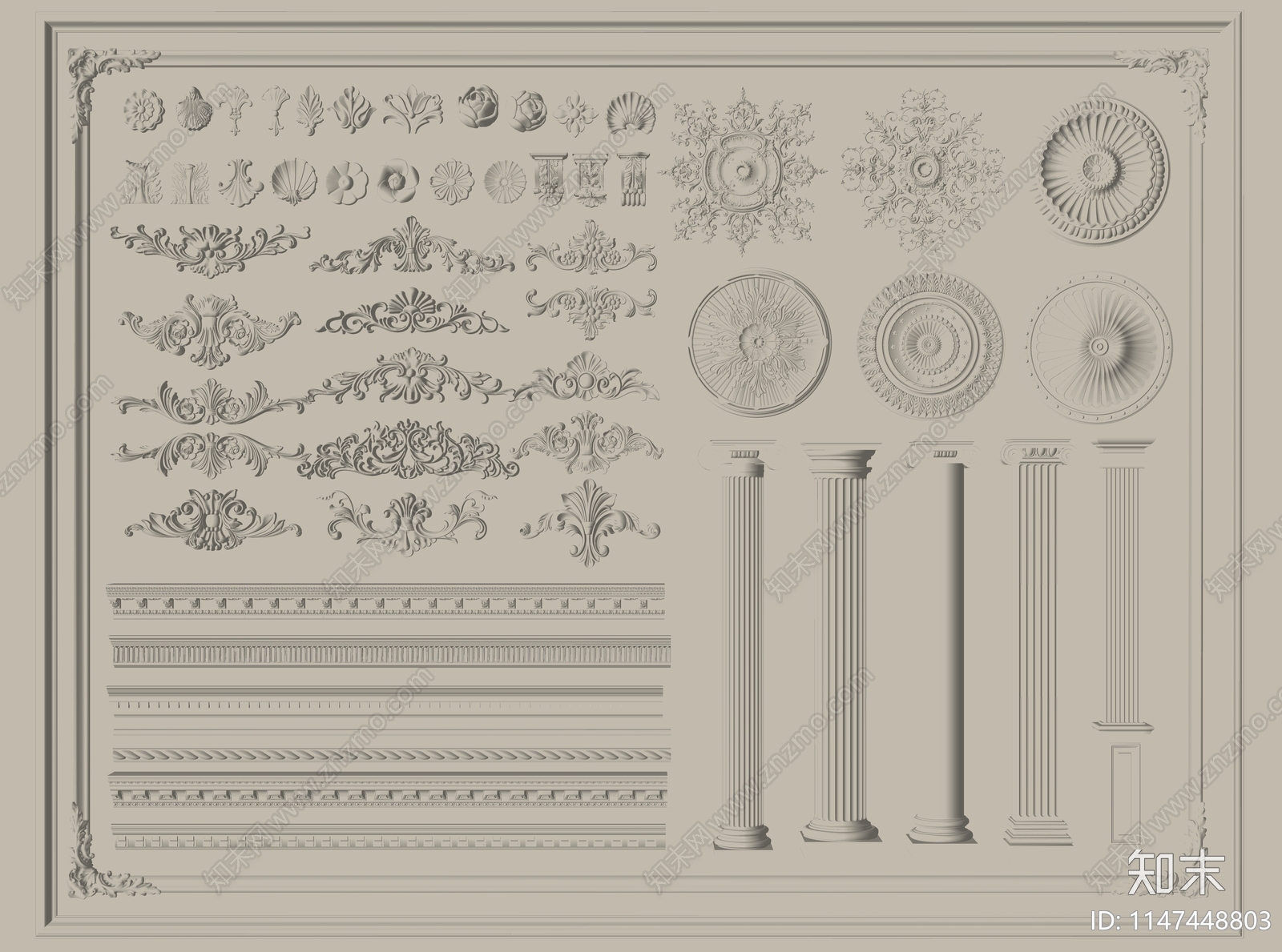 法式石膏雕花SU模型下载【ID:1147448803】