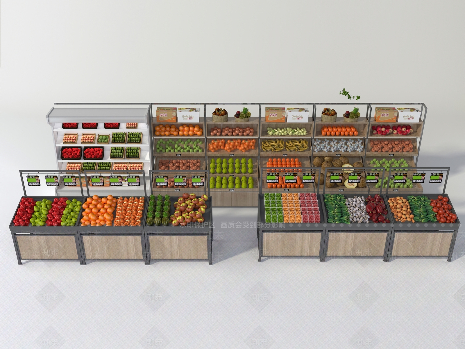 水果蔬菜店货架3D模型下载【ID:1147452385】