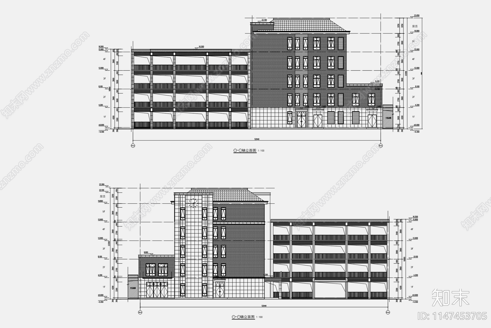 现代中学信息科技楼综合教学楼天正建筑cad施工图下载【ID:1147453705】