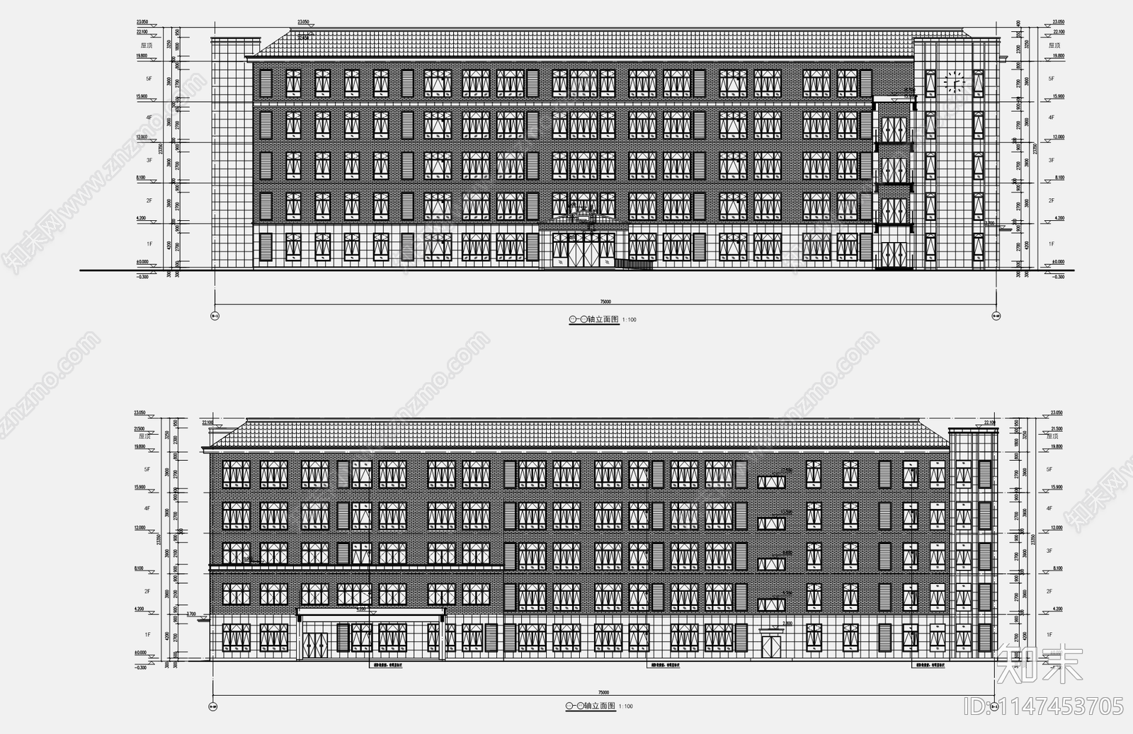 现代中学信息科技楼综合教学楼天正建筑cad施工图下载【ID:1147453705】