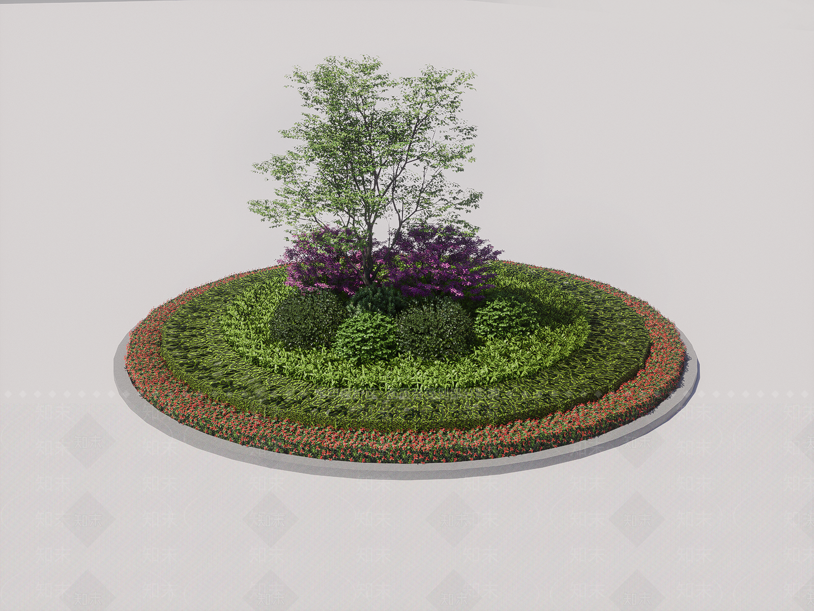 圆形花坛植物SU模型下载【ID:1147454656】