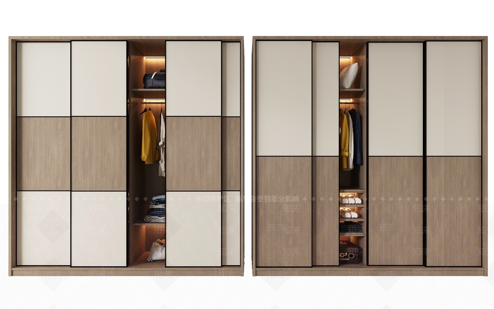 现代推拉门衣柜SU模型下载【ID:1147454991】