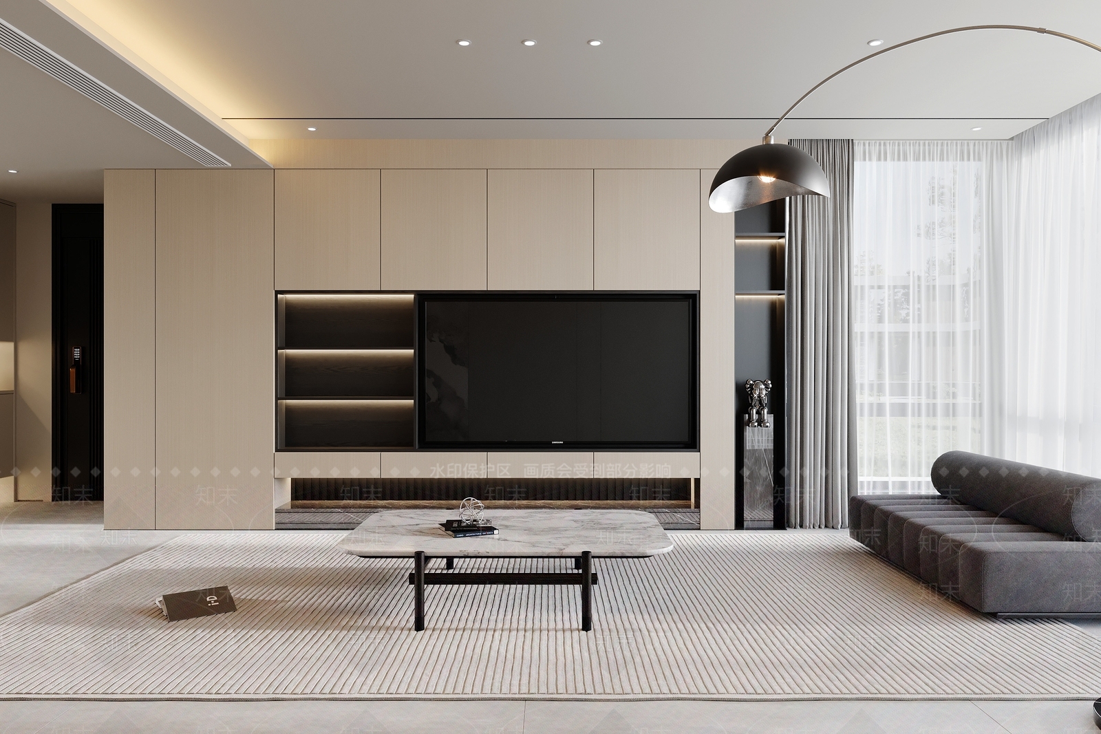 现代客厅简约电视背景墙3D模型下载【ID:1147540965】