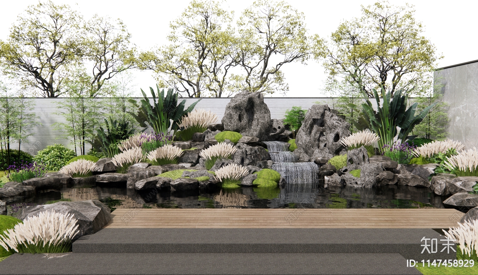 现代假山水景3D模型下载【ID:1147458929】