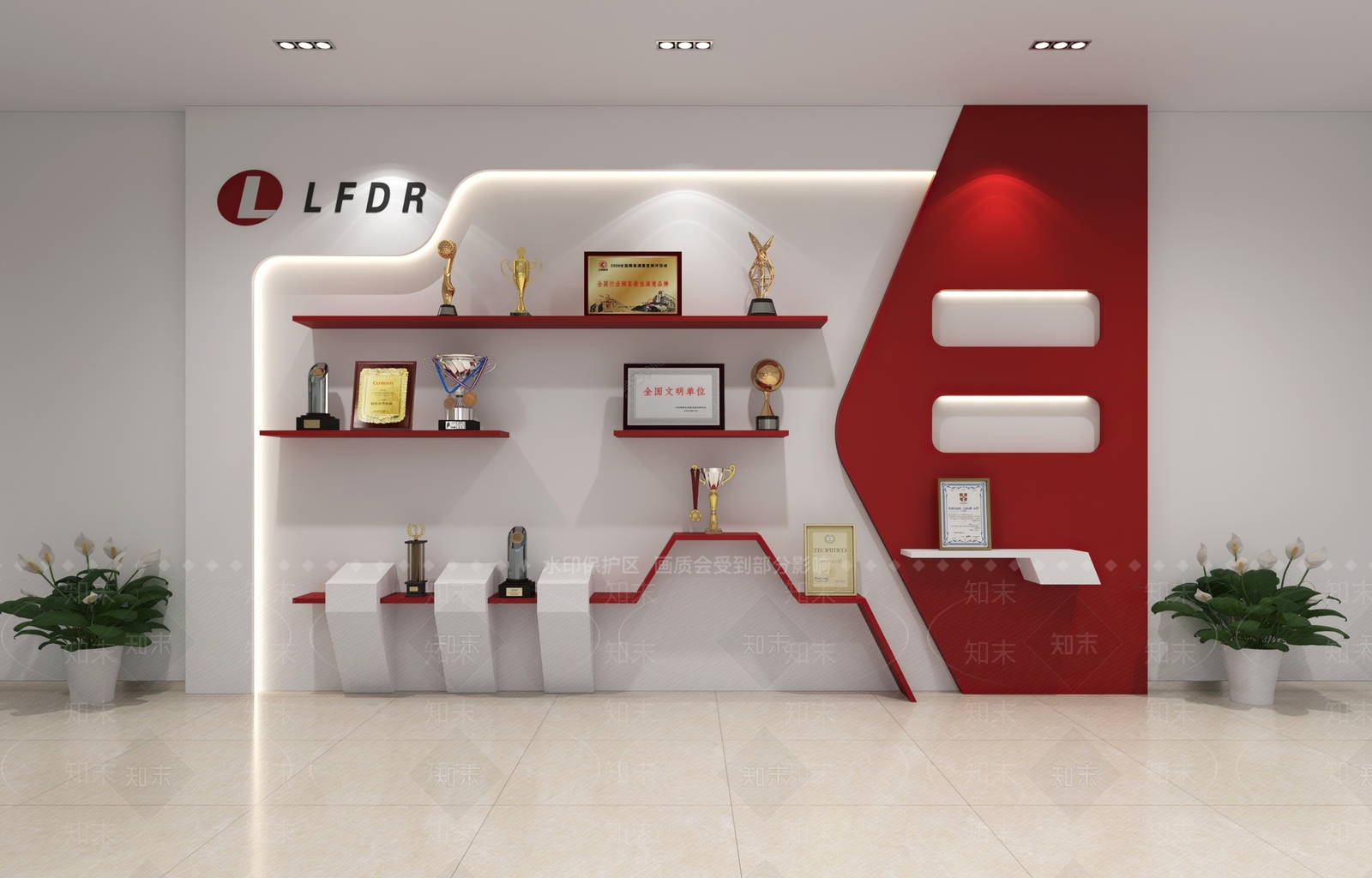 荣誉墙奖杯奖牌3D模型下载【ID:1147459645】