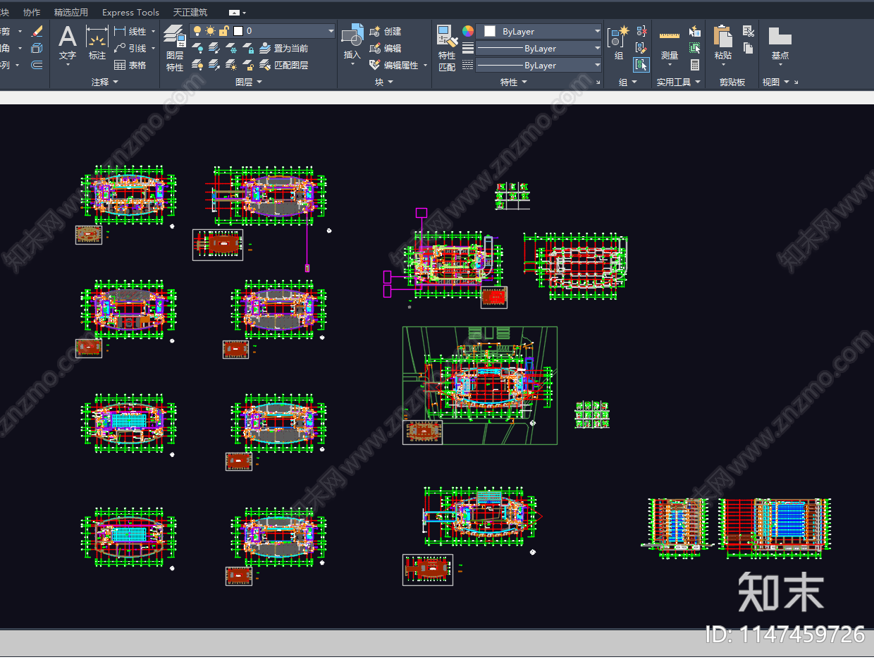 50米高层办公塔楼建筑cad施工图下载【ID:1147459726】