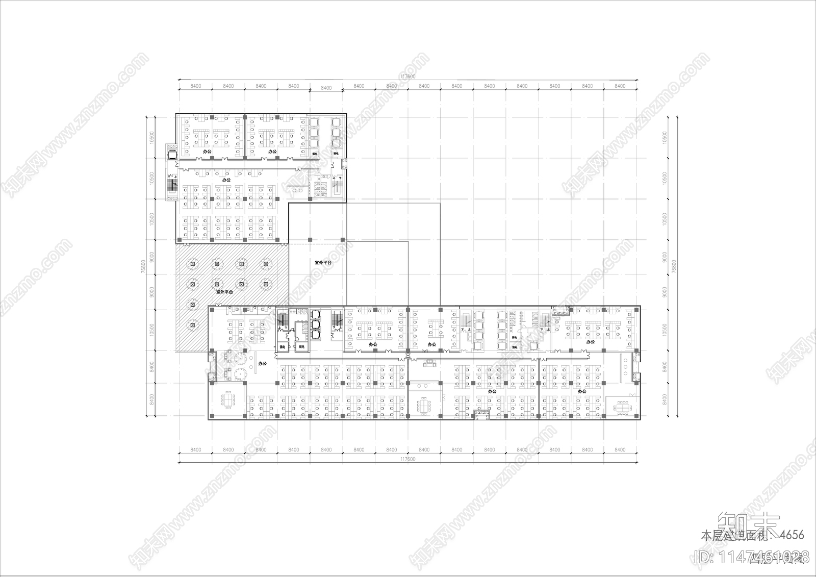 高层商务中心办公楼塔楼建筑cad施工图下载【ID:1147461028】