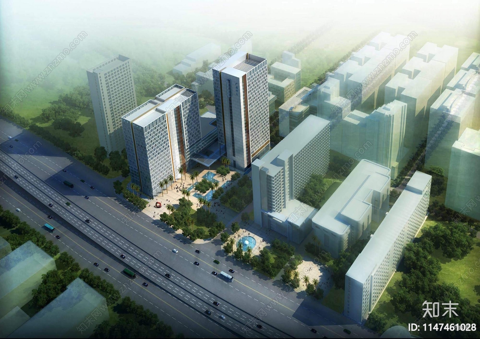 高层商务中心办公楼塔楼建筑cad施工图下载【ID:1147461028】