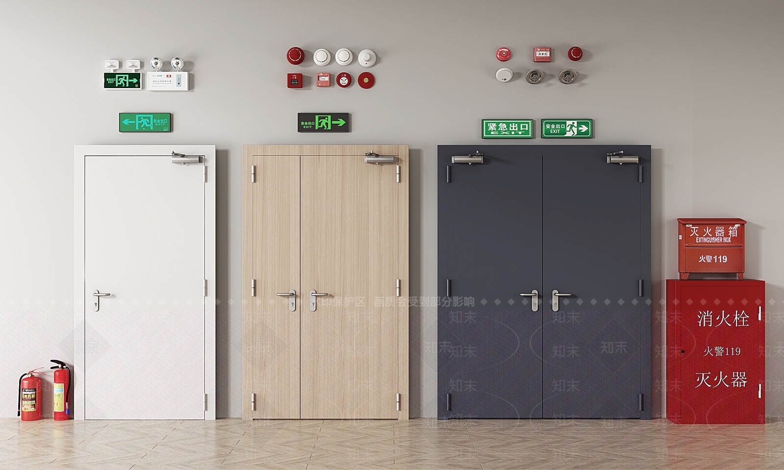 现代消防门3D模型下载【ID:1147461227】