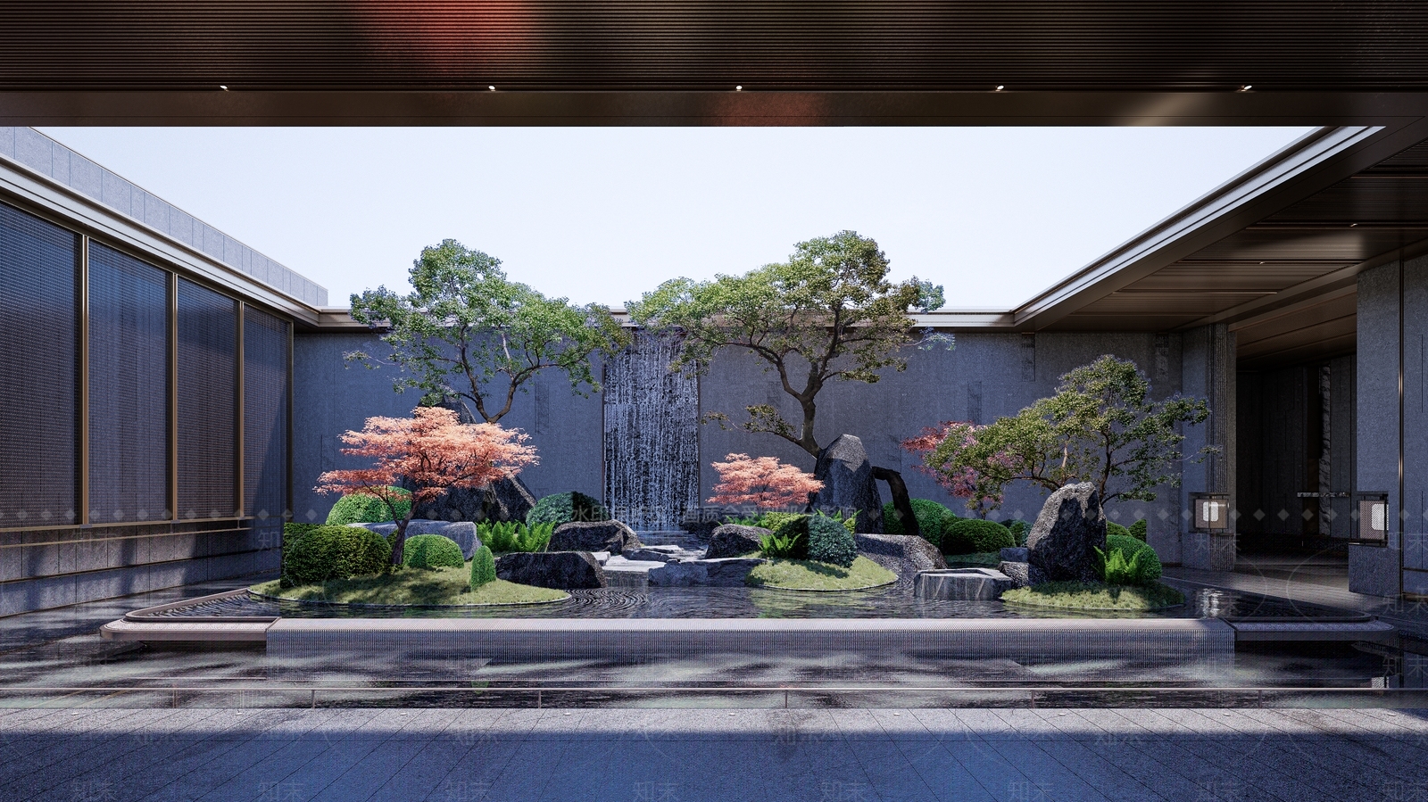 现代景观庭院叠石水景SU模型下载【ID:1147469066】