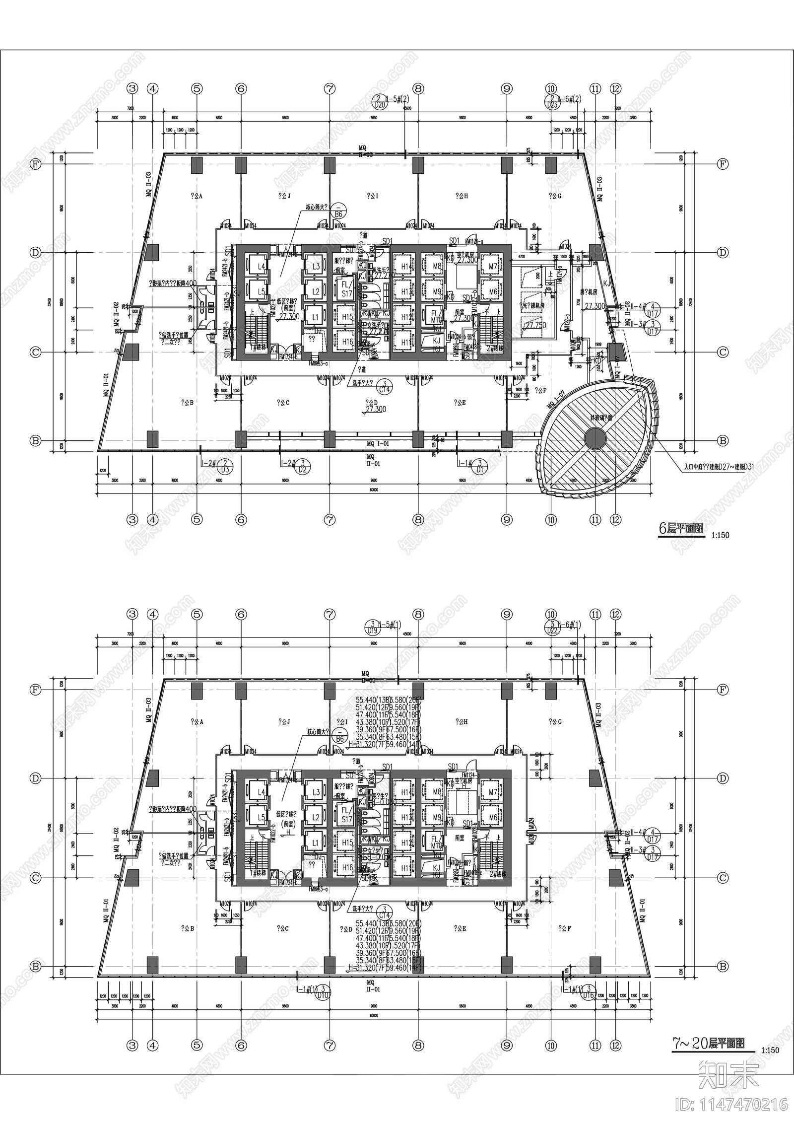 新世界中心建筑cad施工图下载【ID:1147470216】