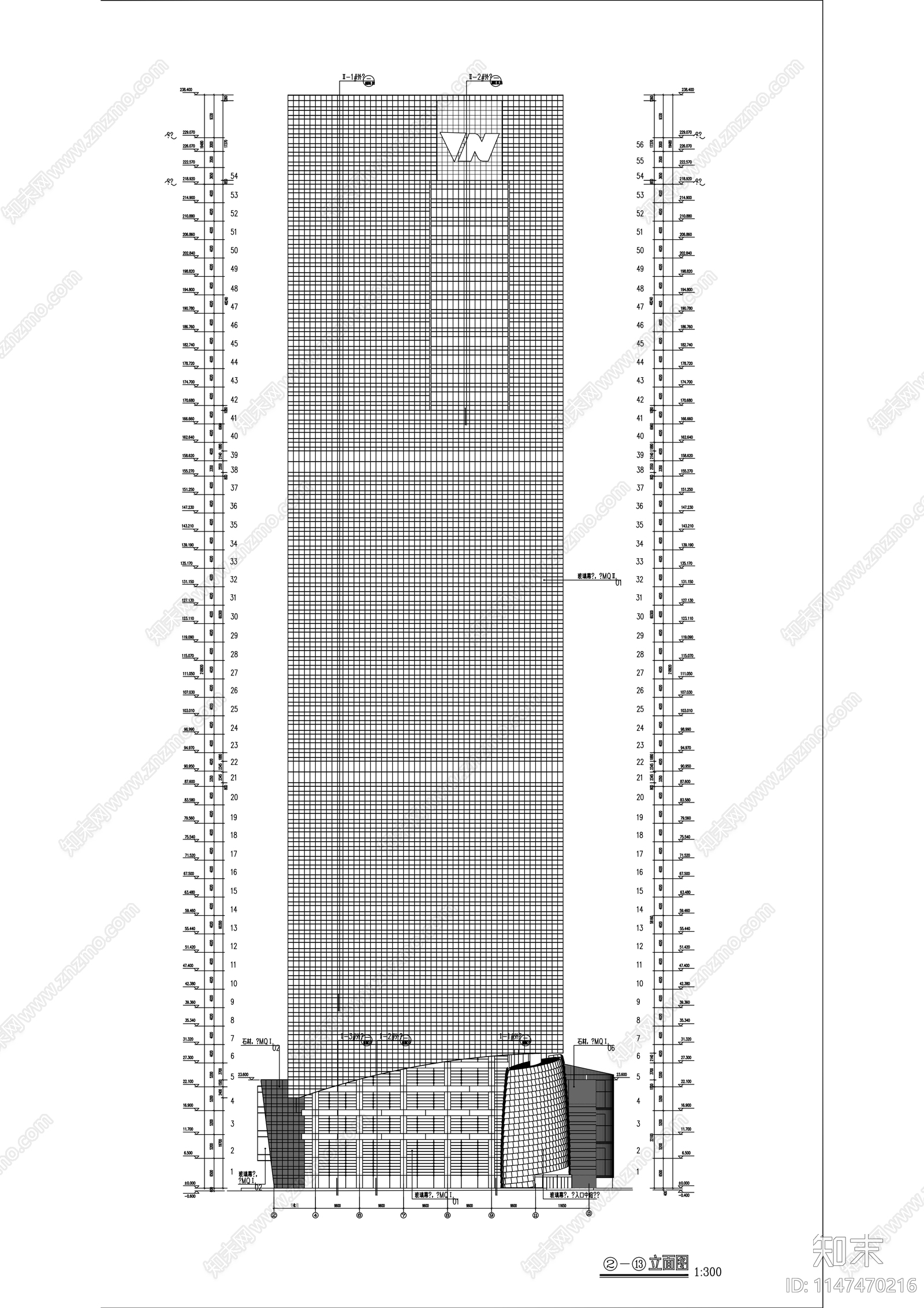 新世界中心建筑cad施工图下载【ID:1147470216】