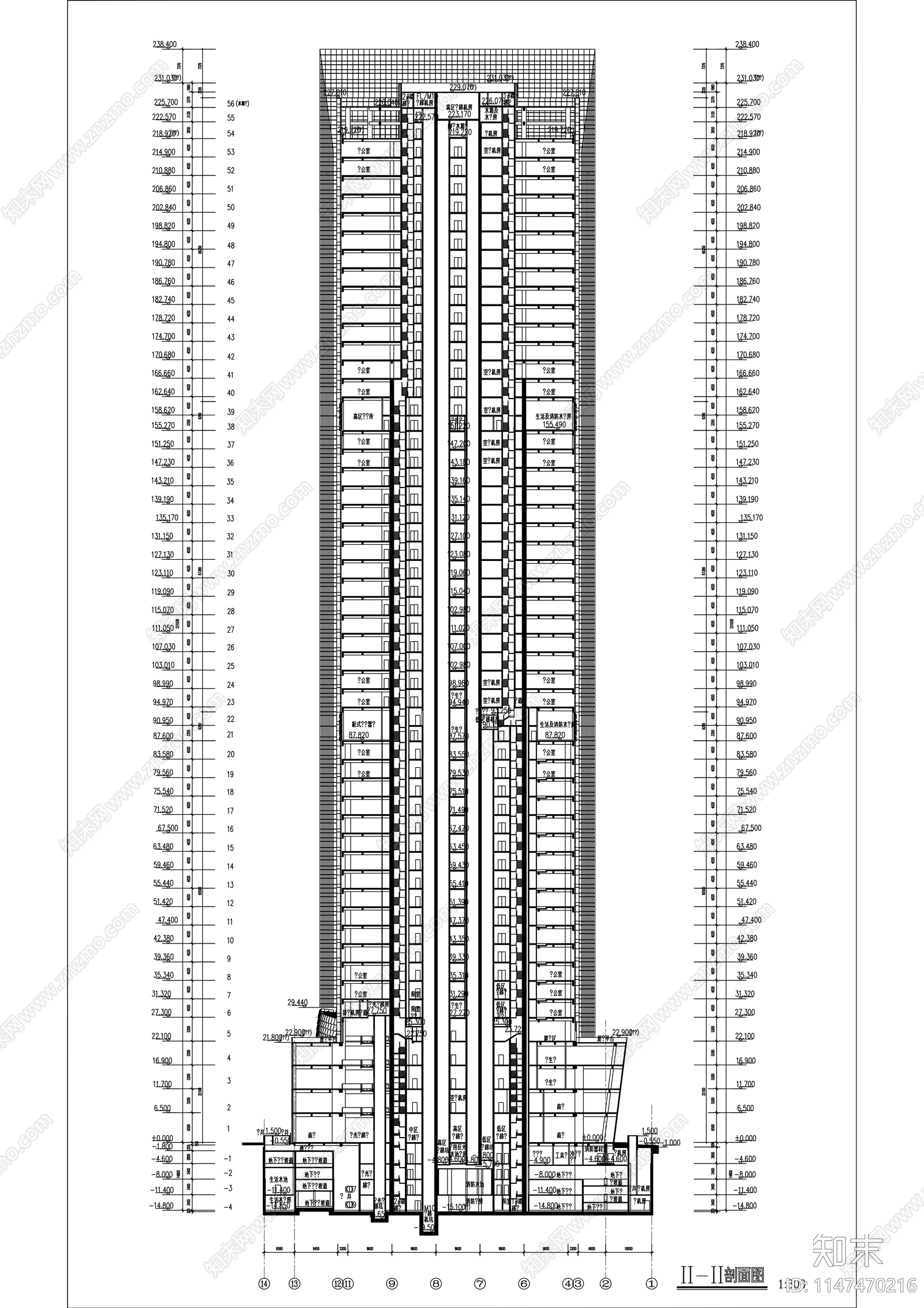 新世界中心建筑cad施工图下载【ID:1147470216】