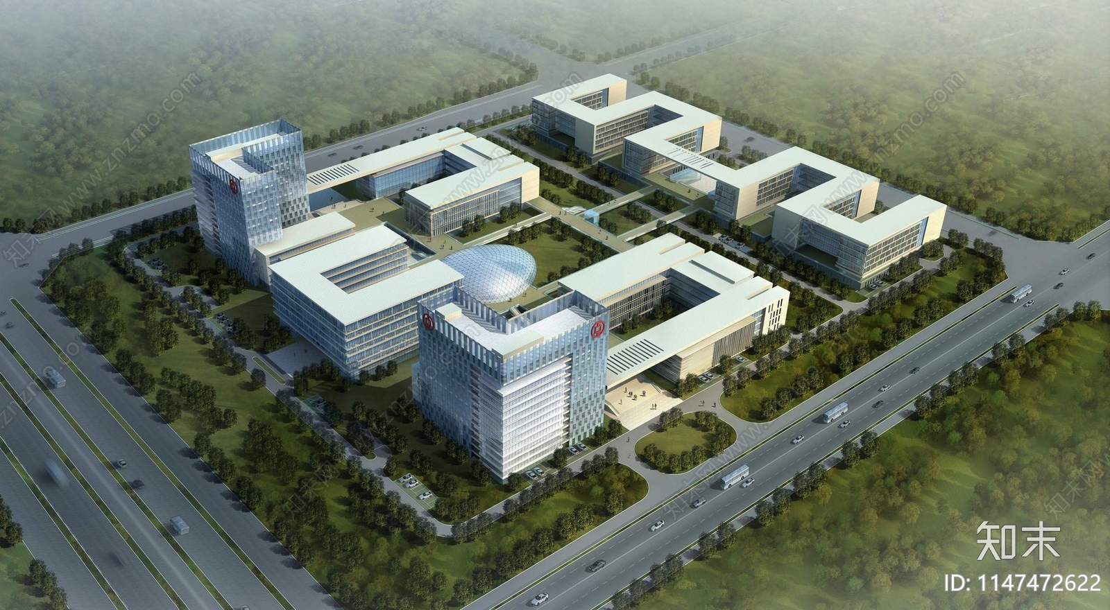 产业园高层多层办公楼平面图施工图下载【ID:1147472622】