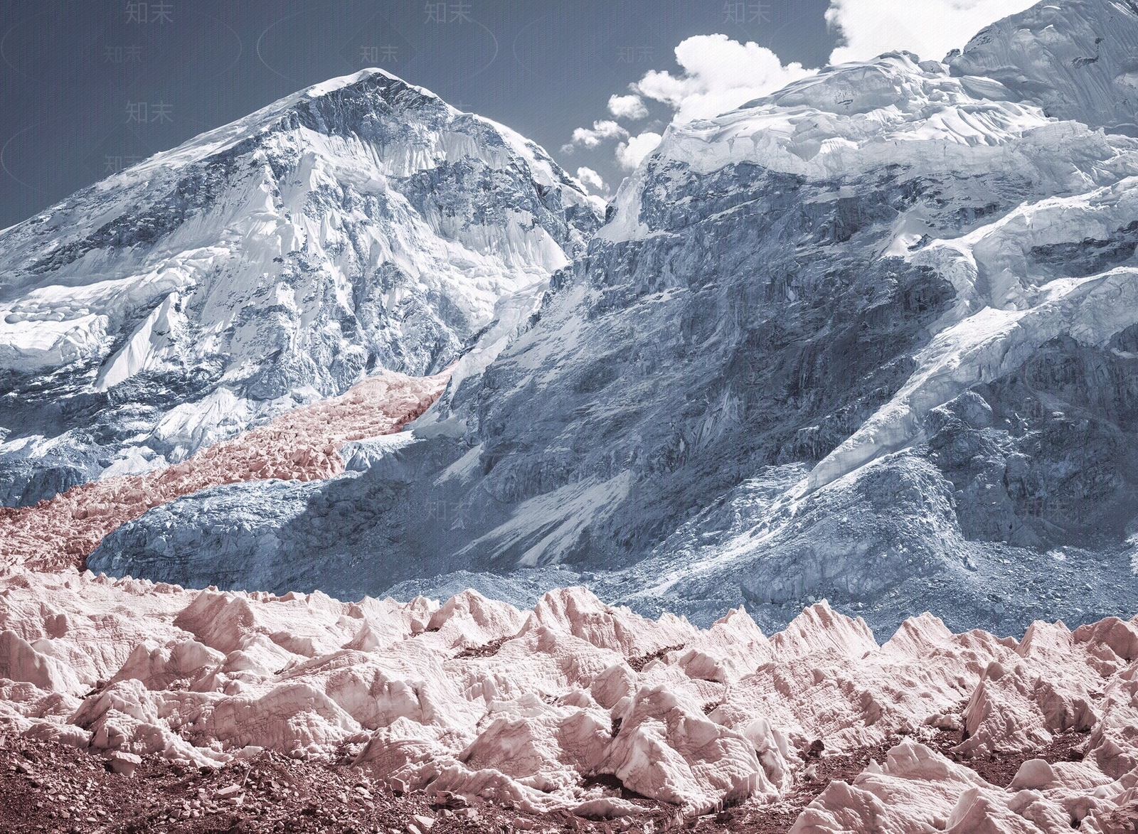 现代奶油诧寂风粉色雪山风景壁纸壁画装饰画贴图下载【ID:1147472226】