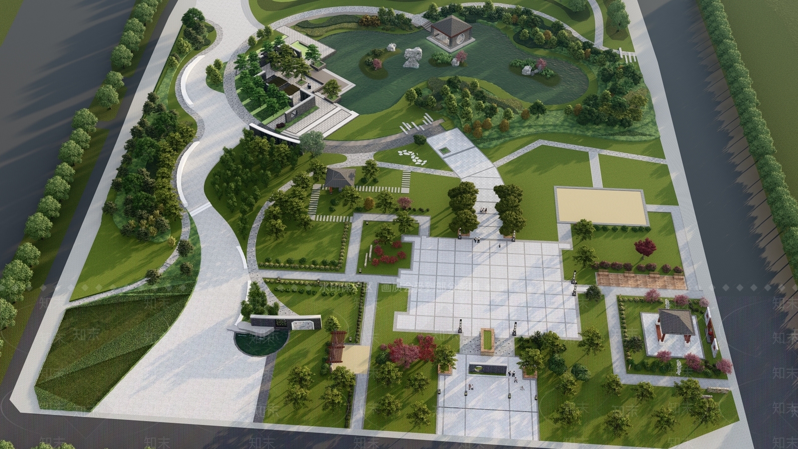 现代城市景观公园SU模型下载【ID:1147474813】