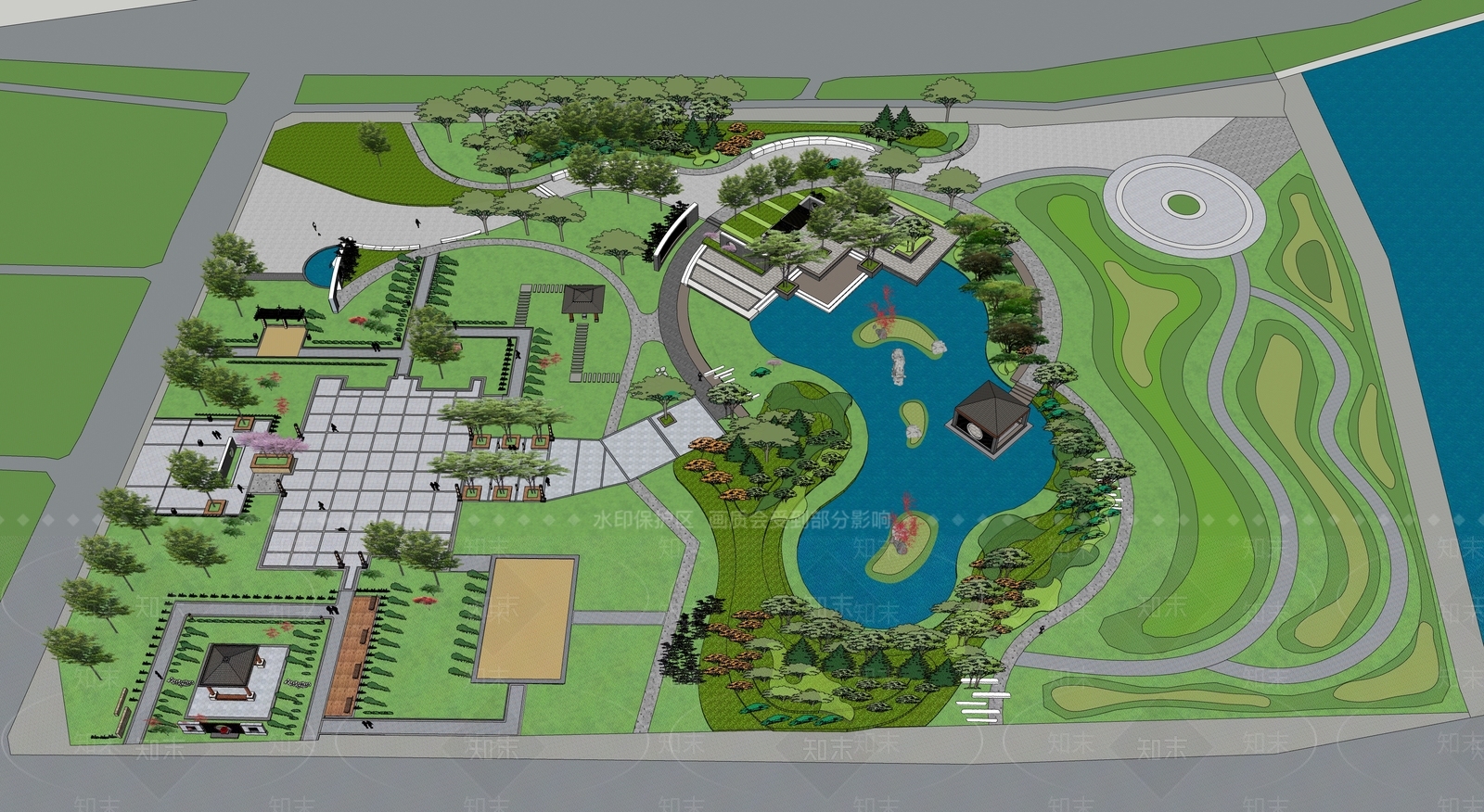 现代城市景观公园SU模型下载【ID:1147474813】