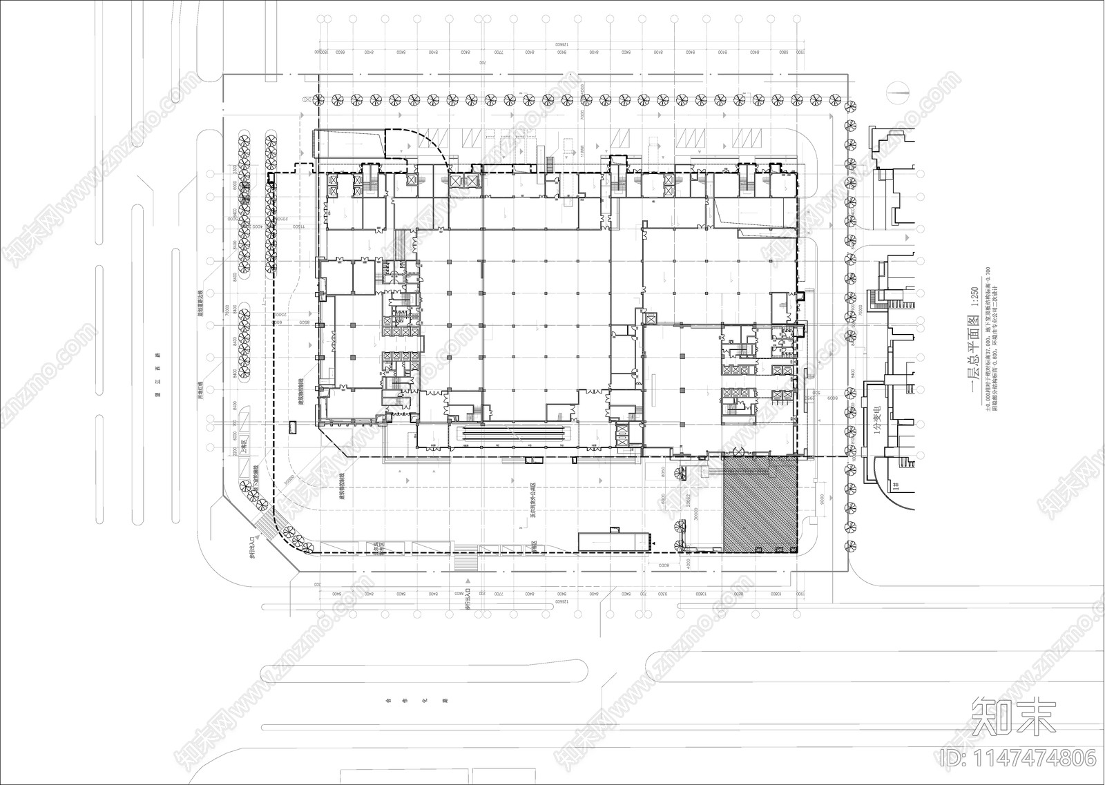 100米高层办公酒店大楼建筑总平图施工图下载【ID:1147474806】