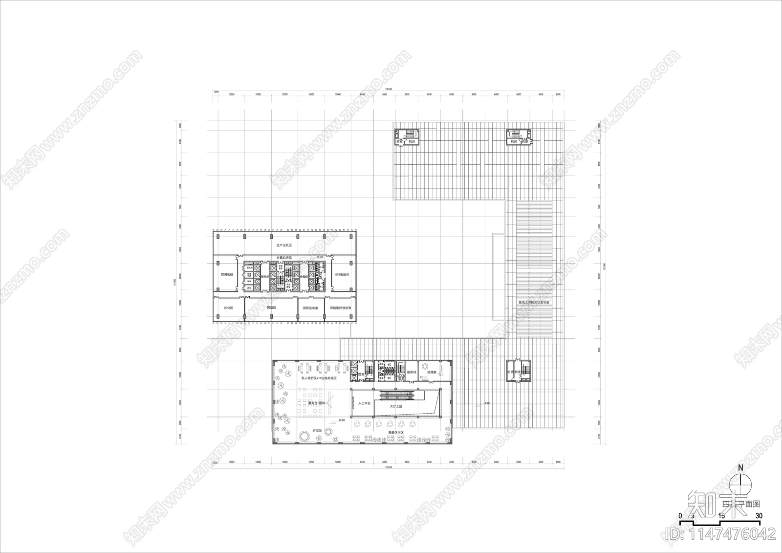 高层银行办公楼塔楼建筑cad施工图下载【ID:1147476042】