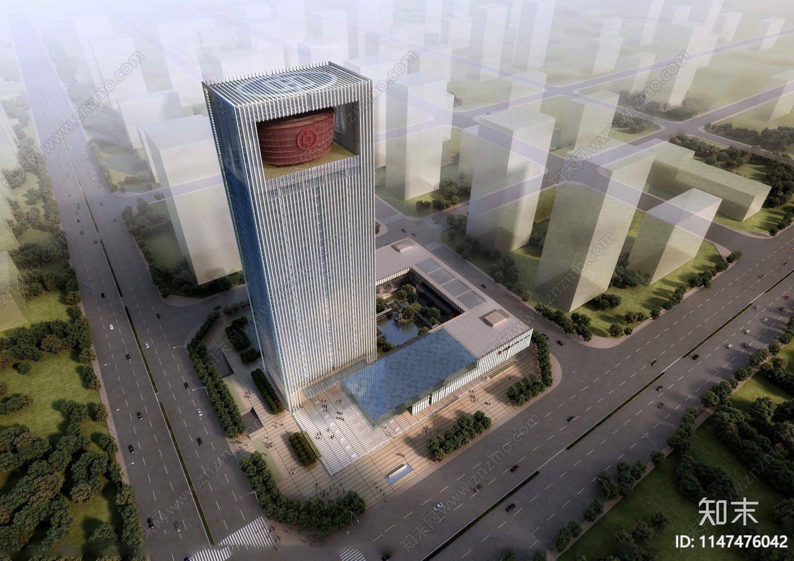 高层银行办公楼塔楼建筑cad施工图下载【ID:1147476042】