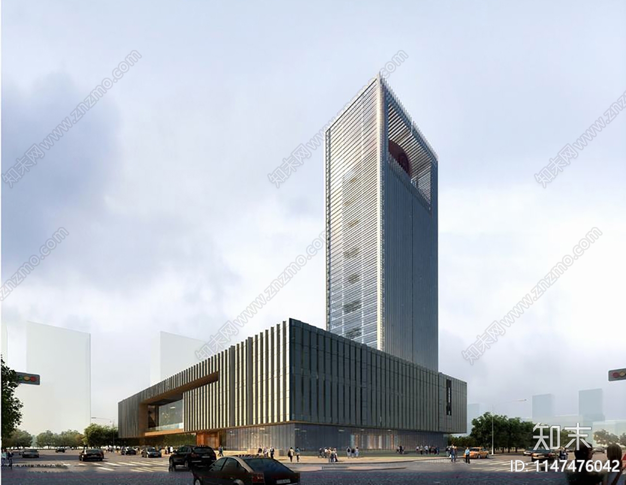 高层银行办公楼塔楼建筑cad施工图下载【ID:1147476042】