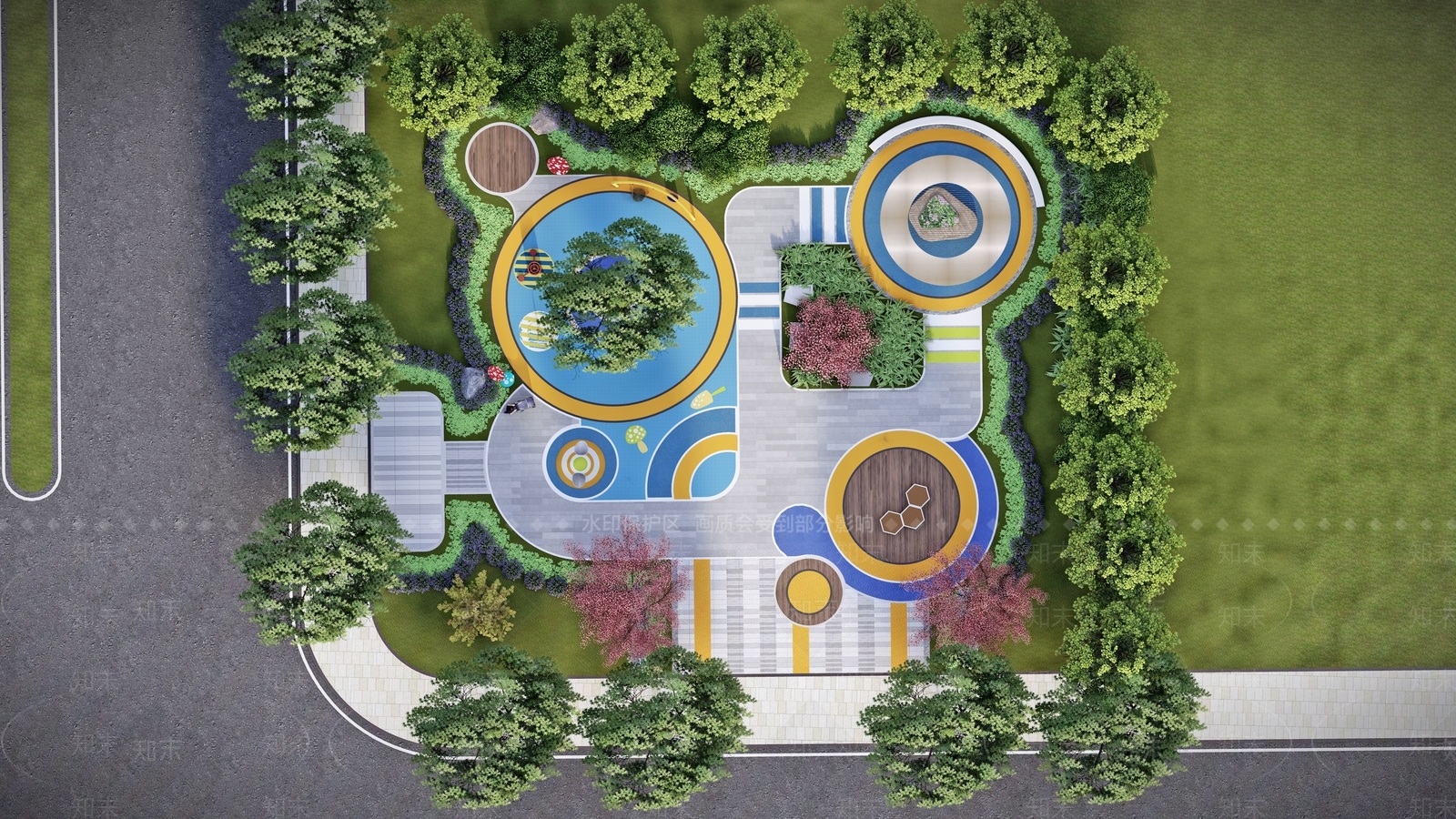 现代口袋公园景观SU模型下载【ID:1147476759】