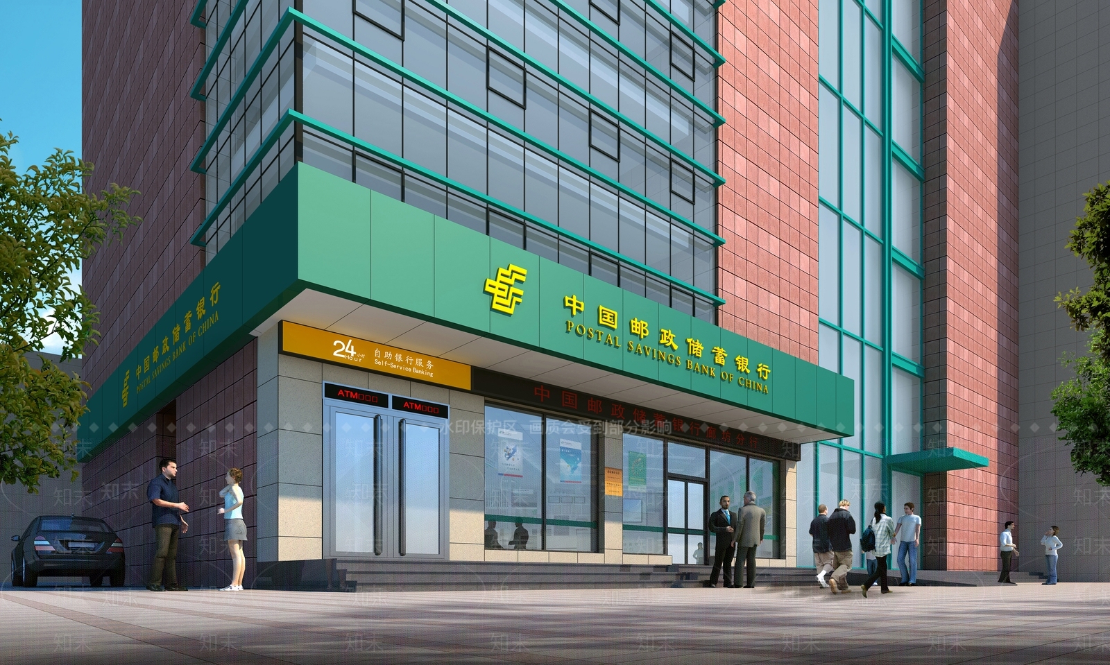 现代邮政储蓄银行外观3D模型下载【ID:1147477196】