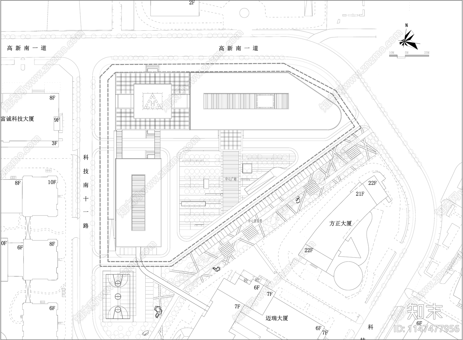 高层企业总部办公大楼建筑施工图下载【ID:1147477956】